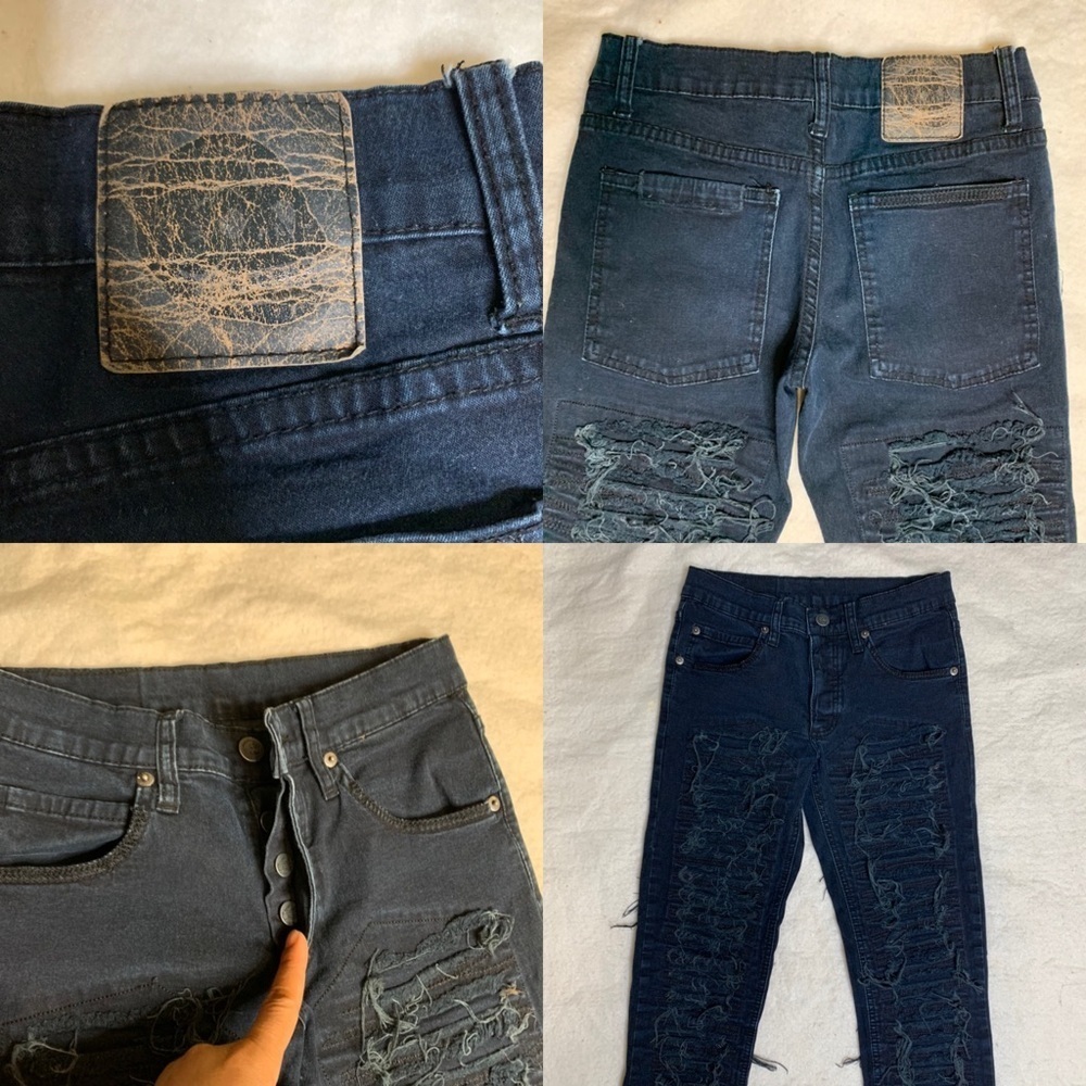 Cheap Monday distressed skinny jeans Sz Blue 27/32 - Picture 8 of 9